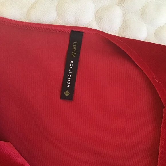 Lori M Collection, Red Velvet Dress, Size 10 - Picture 5 of 9